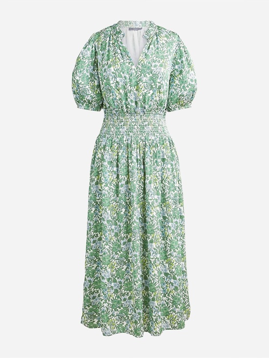 J. Crew Dresses & Skirts - J Crew Smocked-waist featherweight satin dress in tossed floral